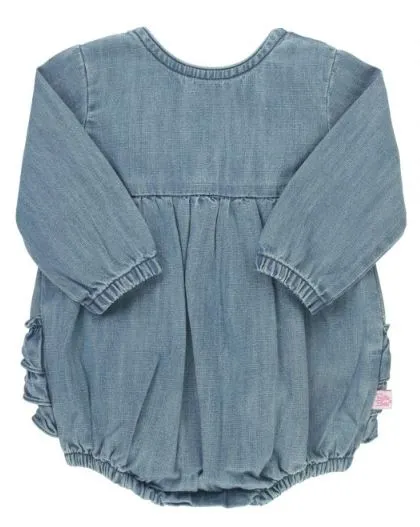 Light Wash Denim V-Back Bubble Romper
