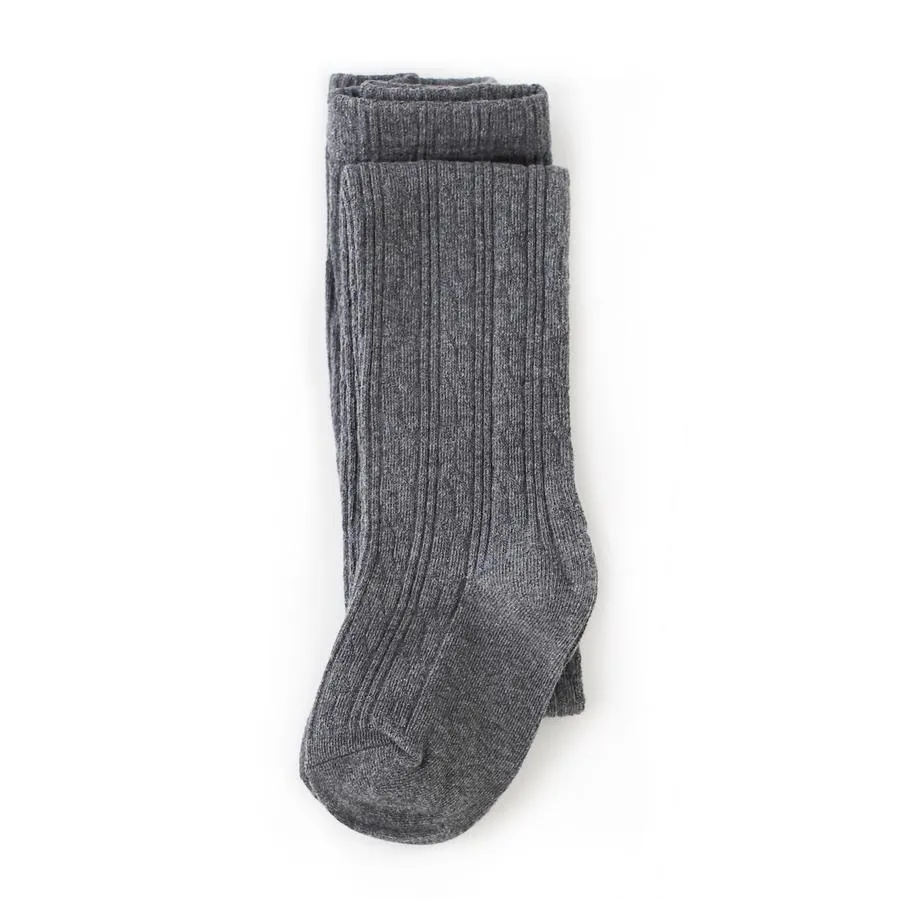 Little Stocking Co Cable Knit Tights - Charcoal Grey