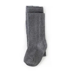 Little Stocking Co Cable Knit Tights - Charcoal Grey