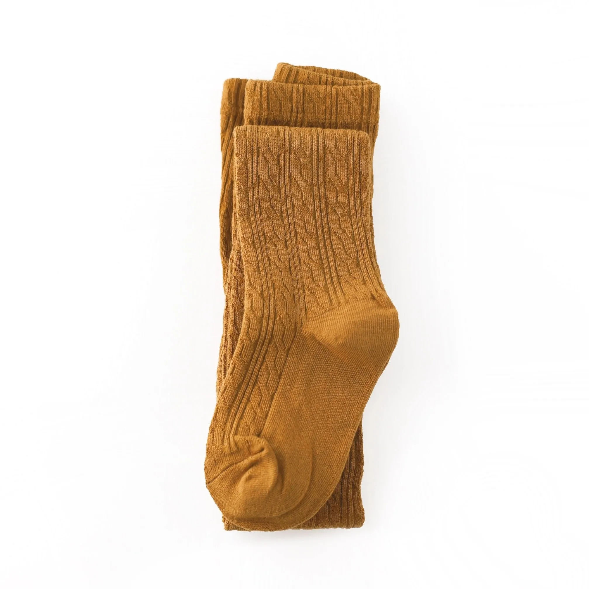 Little Stocking Co Cable Knit Tights - Gold