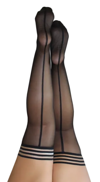 Lois Sheer with Back Seam Thigh High - Black - Size
