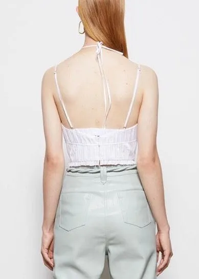 Lottie Plisse Poplin Bustier Crop Top (White)