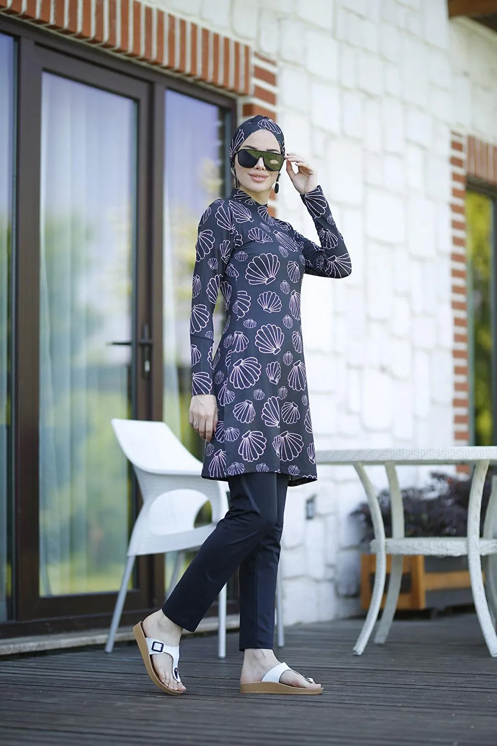 Lycra Full Coverage Hijab Swimsuit 2304 OYSTER