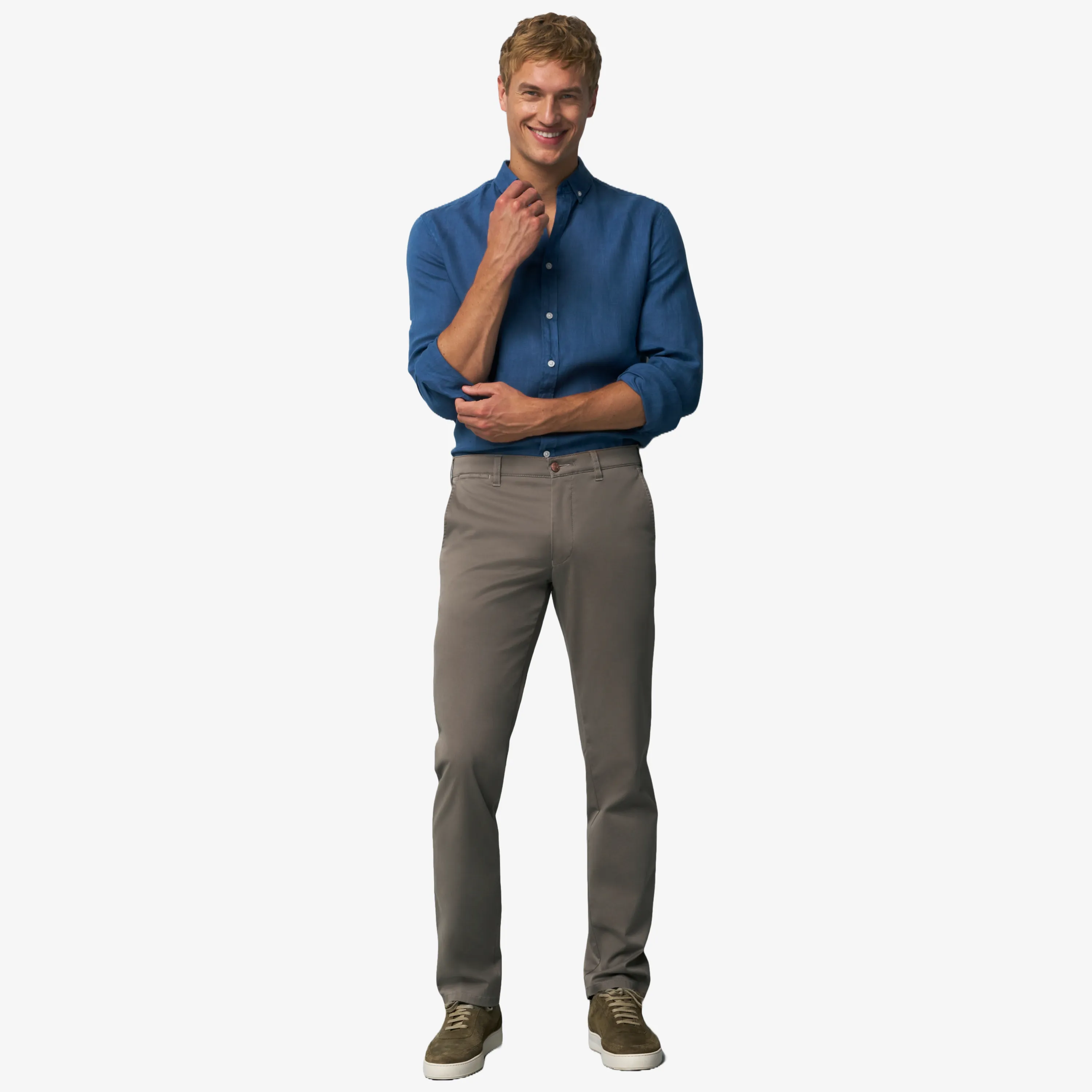 M5 by Meyer Light Summer Twill Slim Fit Chinos - Taupe