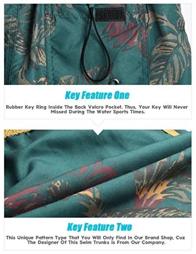 MaaMgic Mens Boys Short 80s 90s Vintage Swim Trunks with Mesh Lining Quick Dry Swimming Trunks Bathing Suits