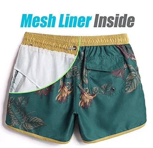 MaaMgic Mens Boys Short 80s 90s Vintage Swim Trunks with Mesh Lining Quick Dry Swimming Trunks Bathing Suits