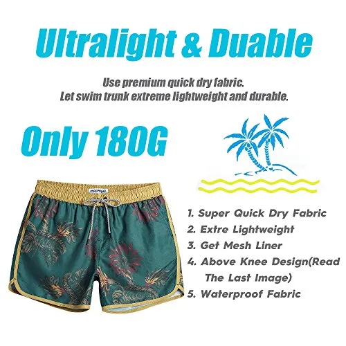 MaaMgic Mens Boys Short 80s 90s Vintage Swim Trunks with Mesh Lining Quick Dry Swimming Trunks Bathing Suits
