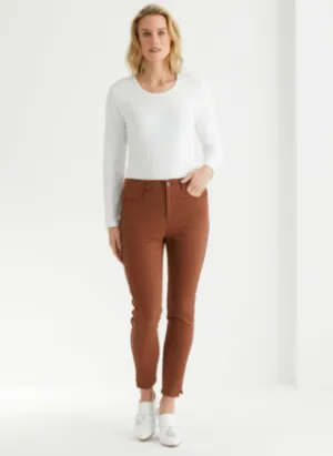MARCO POLO Full Length Panelled Stitch Pant - Dark Copper