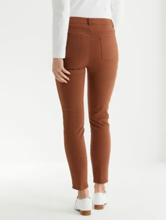 MARCO POLO Full Length Panelled Stitch Pant - Dark Copper