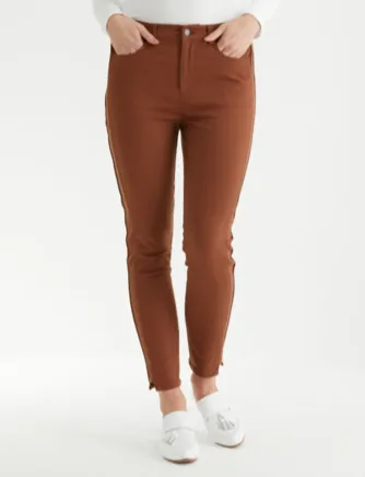 MARCO POLO Full Length Panelled Stitch Pant - Dark Copper