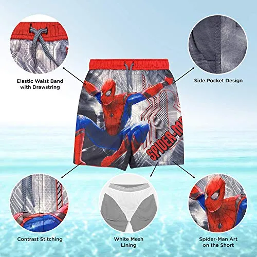 Marvel Avengers Spider-Man Little Boys Swim Bathing Suit Red/Blue 7