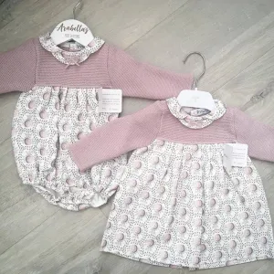 MEBI - Dusky Pink Dress with Floral Pattern