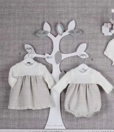 MEBI - Ivory and Grey Knitted Dress 'Catalina'