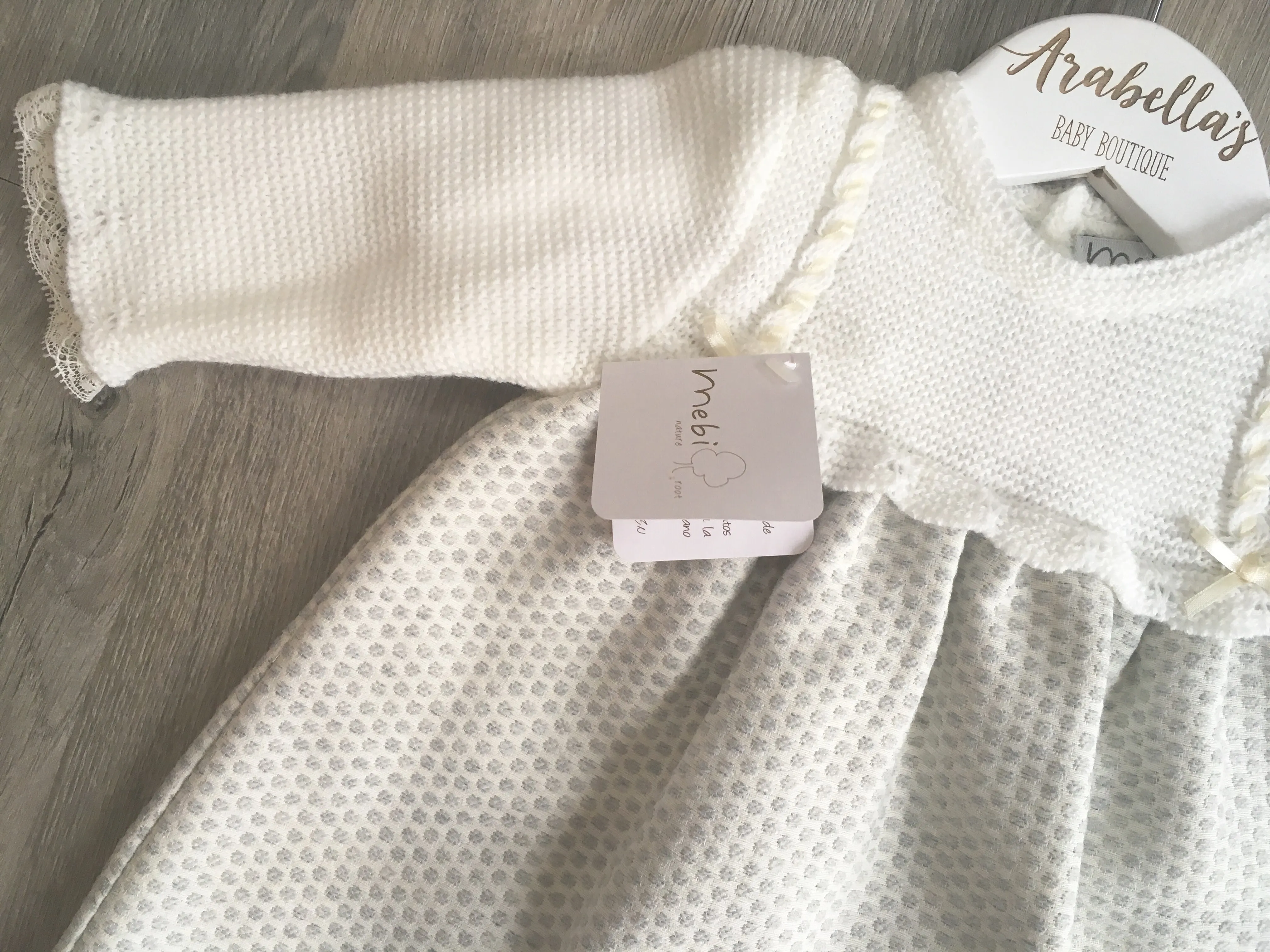 MEBI - Ivory and Grey Knitted Dress 'Catalina'