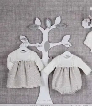 MEBI - Ivory and Grey Knitted Dress 'Catalina'
