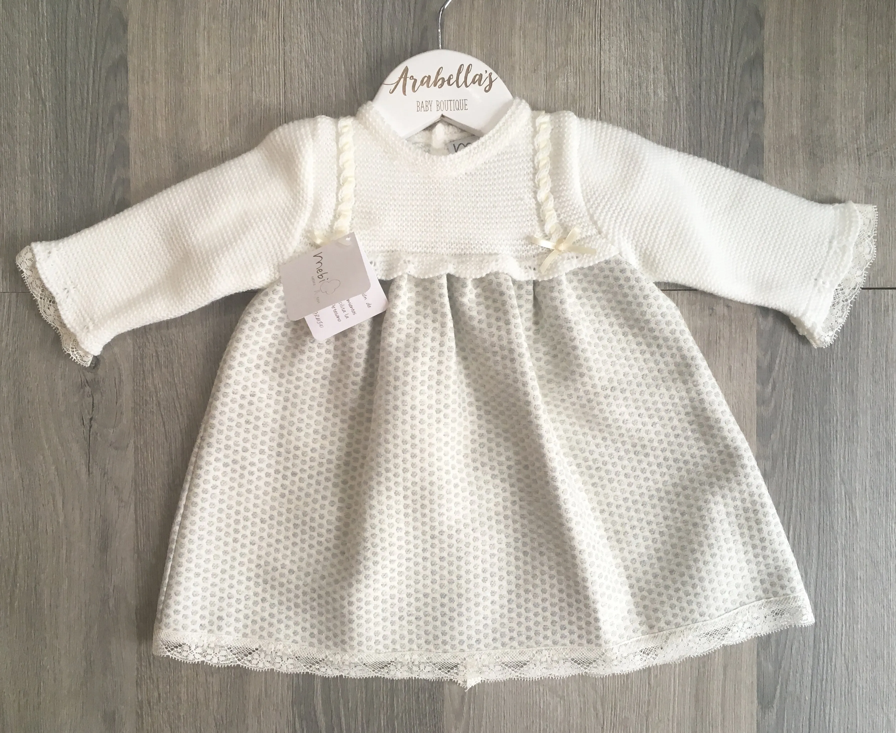MEBI - Ivory and Grey Knitted Dress 'Catalina'