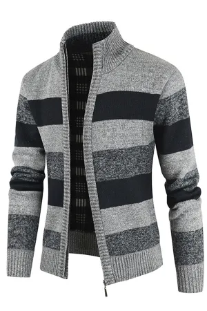 men's cardigan sweater fleece thickened warm loose coat tops