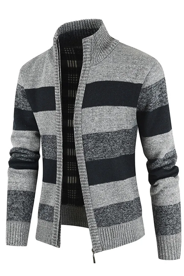 men's cardigan sweater fleece thickened warm loose coat tops