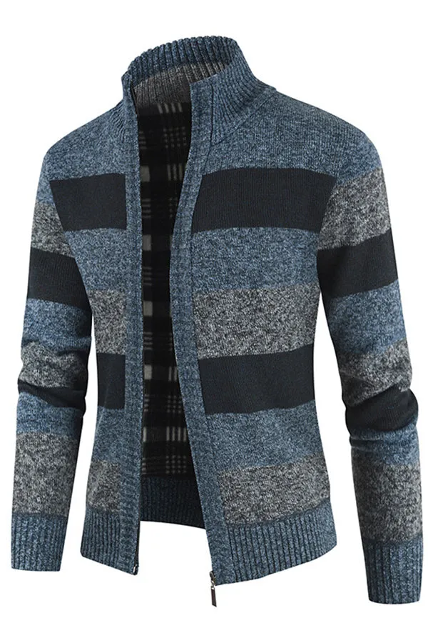 men's cardigan sweater fleece thickened warm loose coat tops