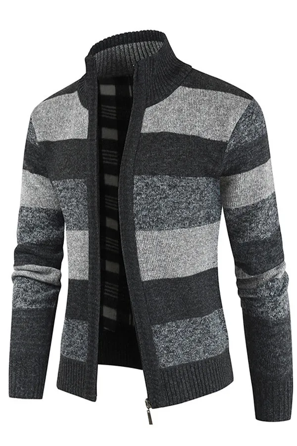 men's cardigan sweater fleece thickened warm loose coat tops