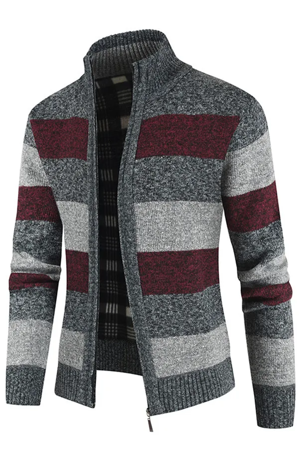 men's cardigan sweater fleece thickened warm loose coat tops