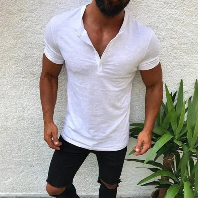 Men's Casual Fashion Stand Collar Tee