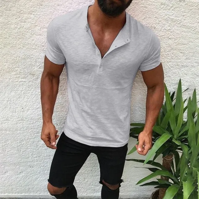 Men's Casual Fashion Stand Collar Tee