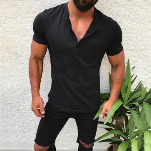 Men's Casual Fashion Stand Collar Tee