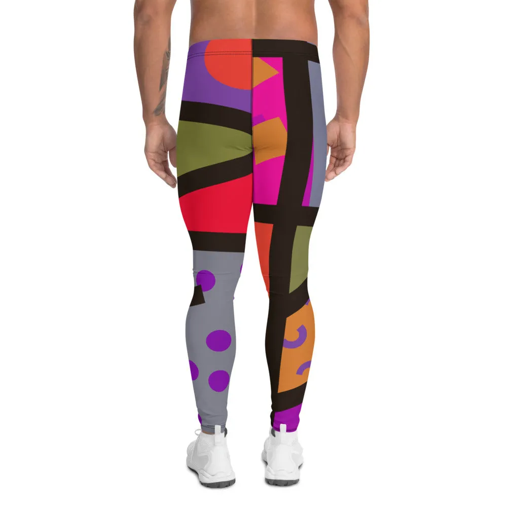 Mens Leggings, Memphis Harajuku Muted Purple