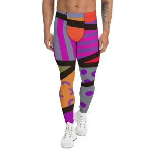 Mens Leggings, Memphis Harajuku Muted Purple