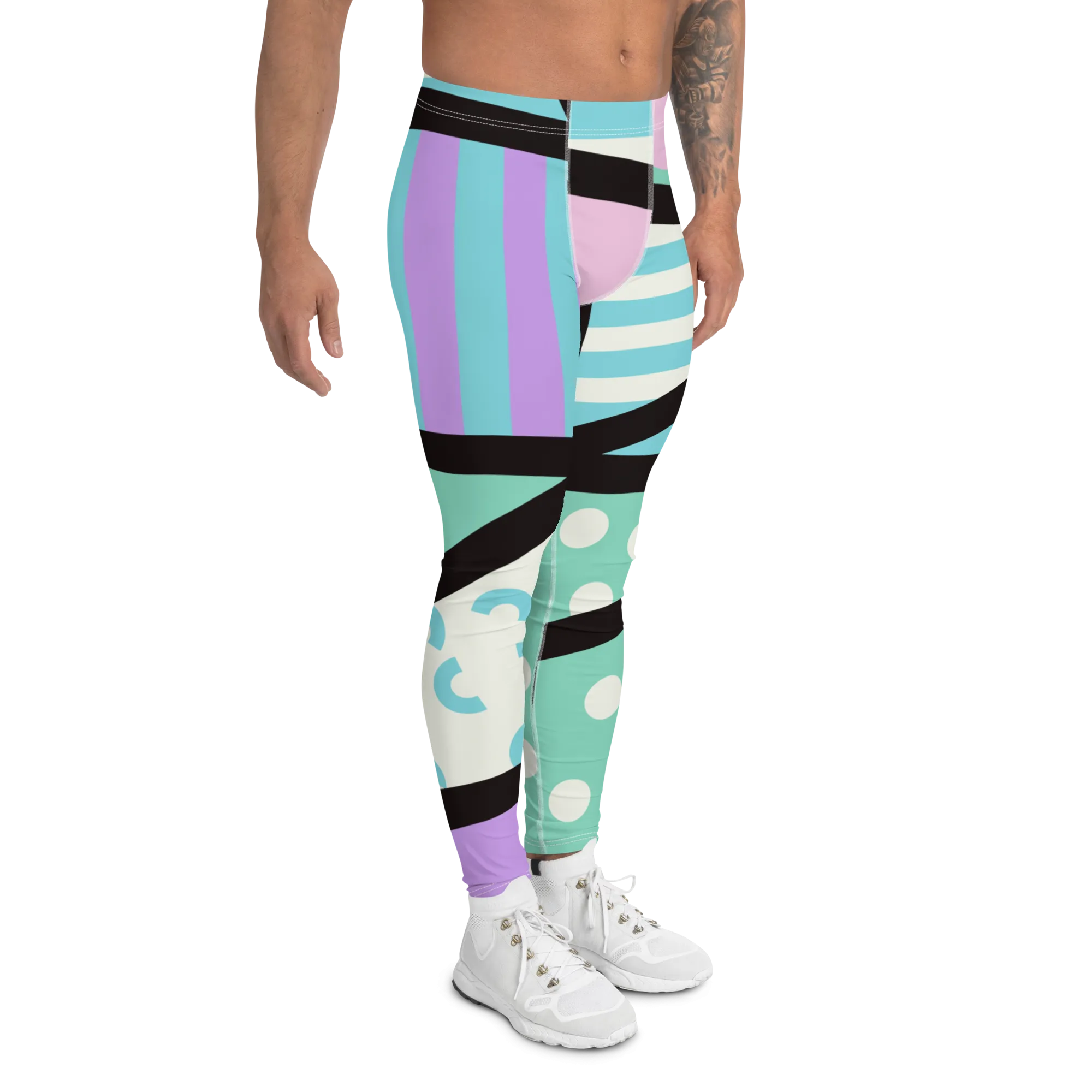 Mens Leggings, Memphis Harajuku Pastel
