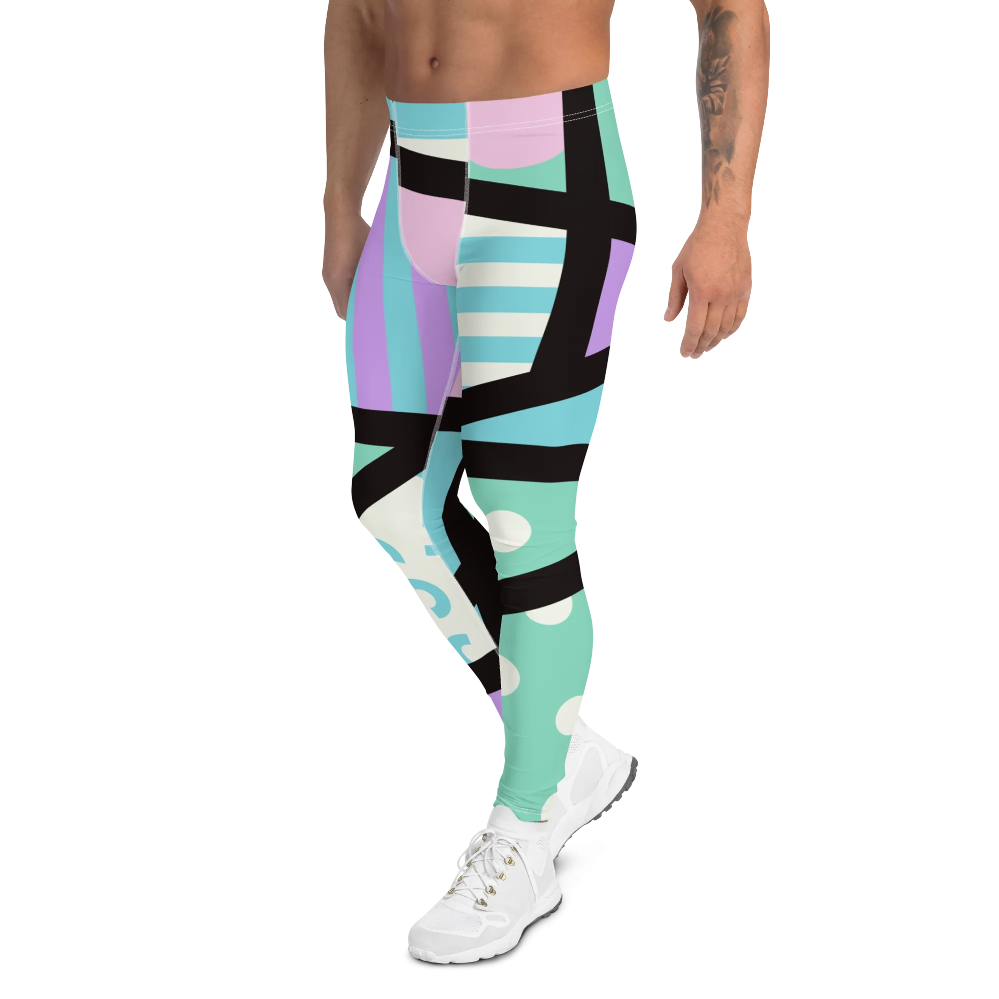 Mens Leggings, Memphis Harajuku Pastel