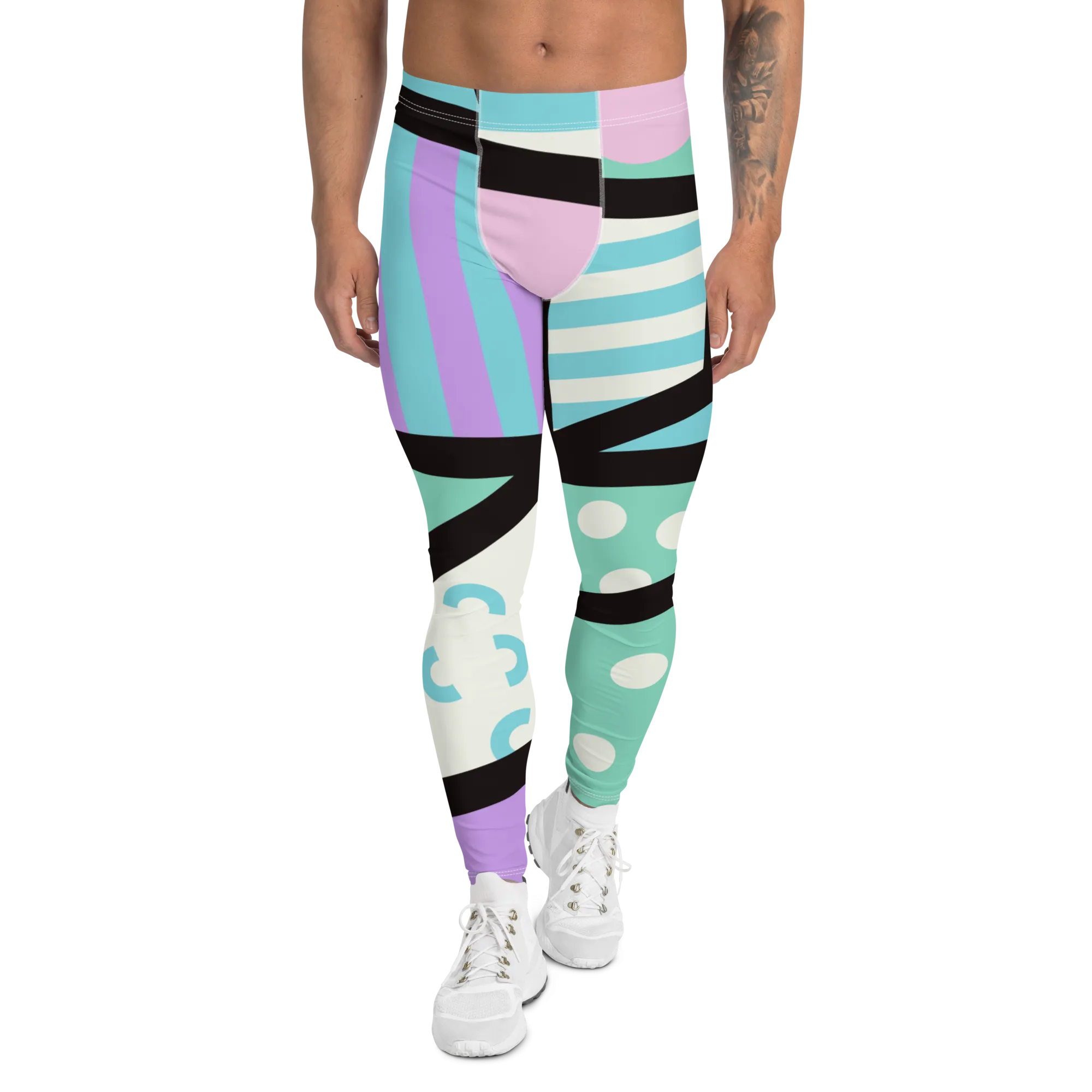 Mens Leggings, Memphis Harajuku Pastel