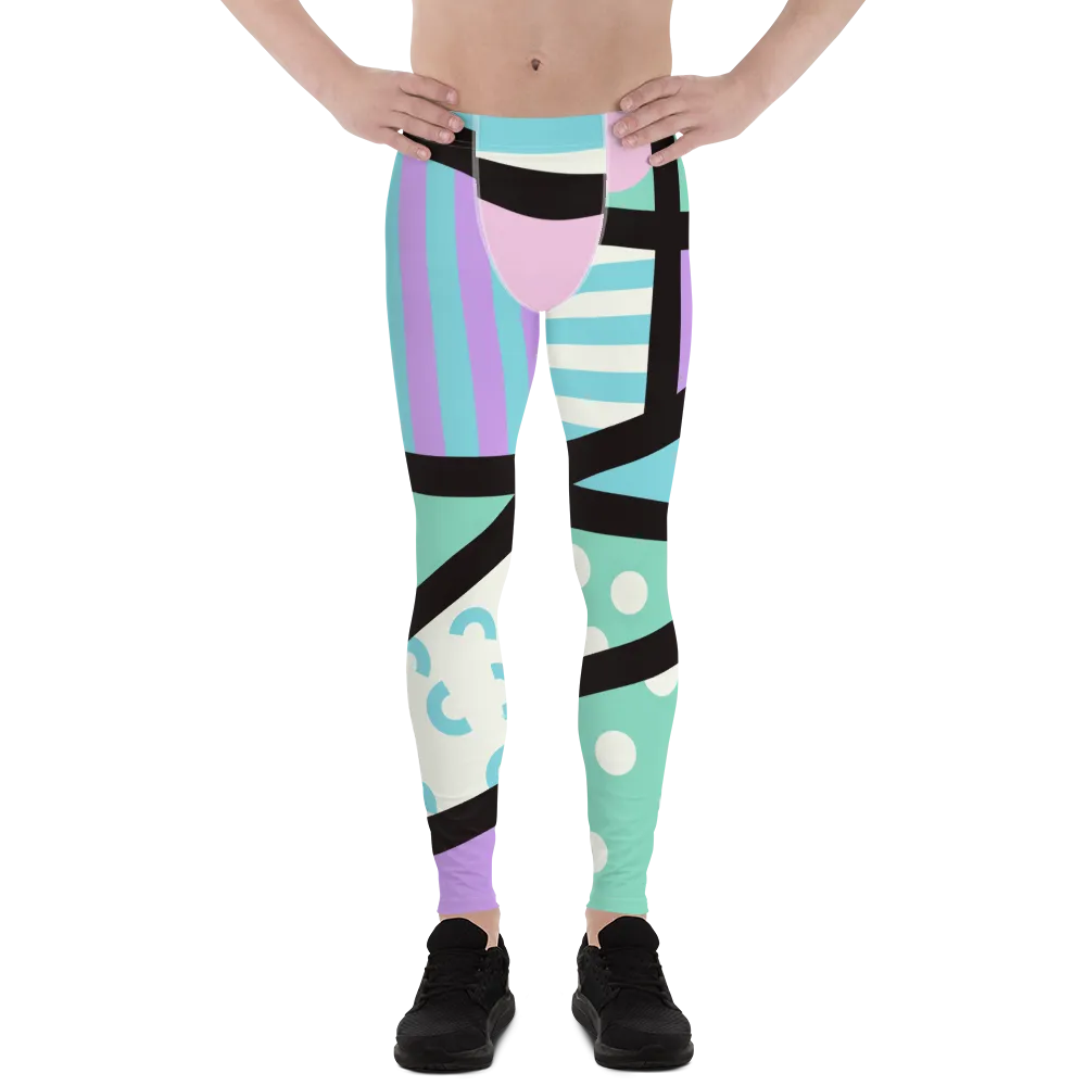 Mens Leggings, Memphis Harajuku Pastel