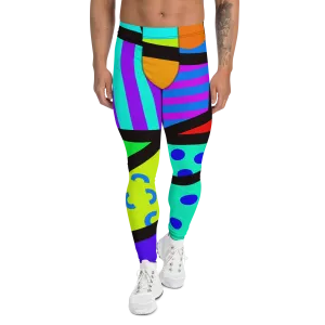 Mens Leggings, Memphis Harajuku Rainbow
