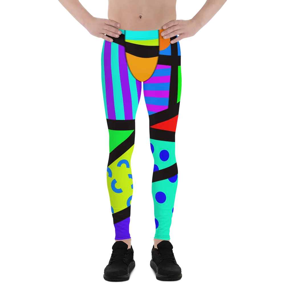 Mens Leggings, Memphis Harajuku Rainbow