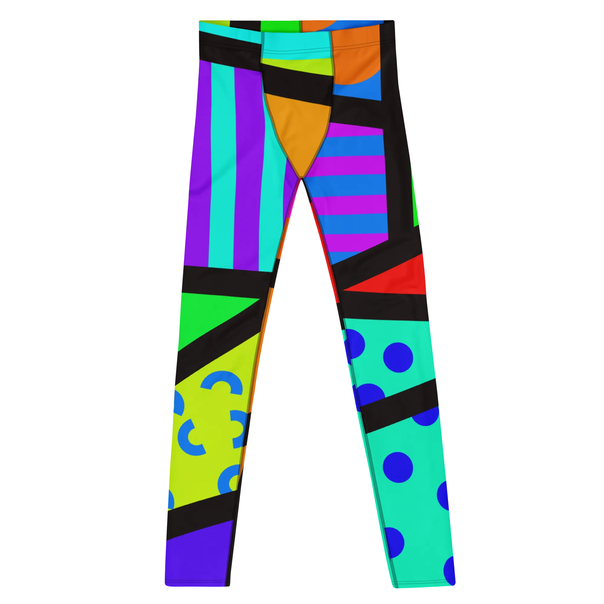 Mens Leggings, Memphis Harajuku Rainbow