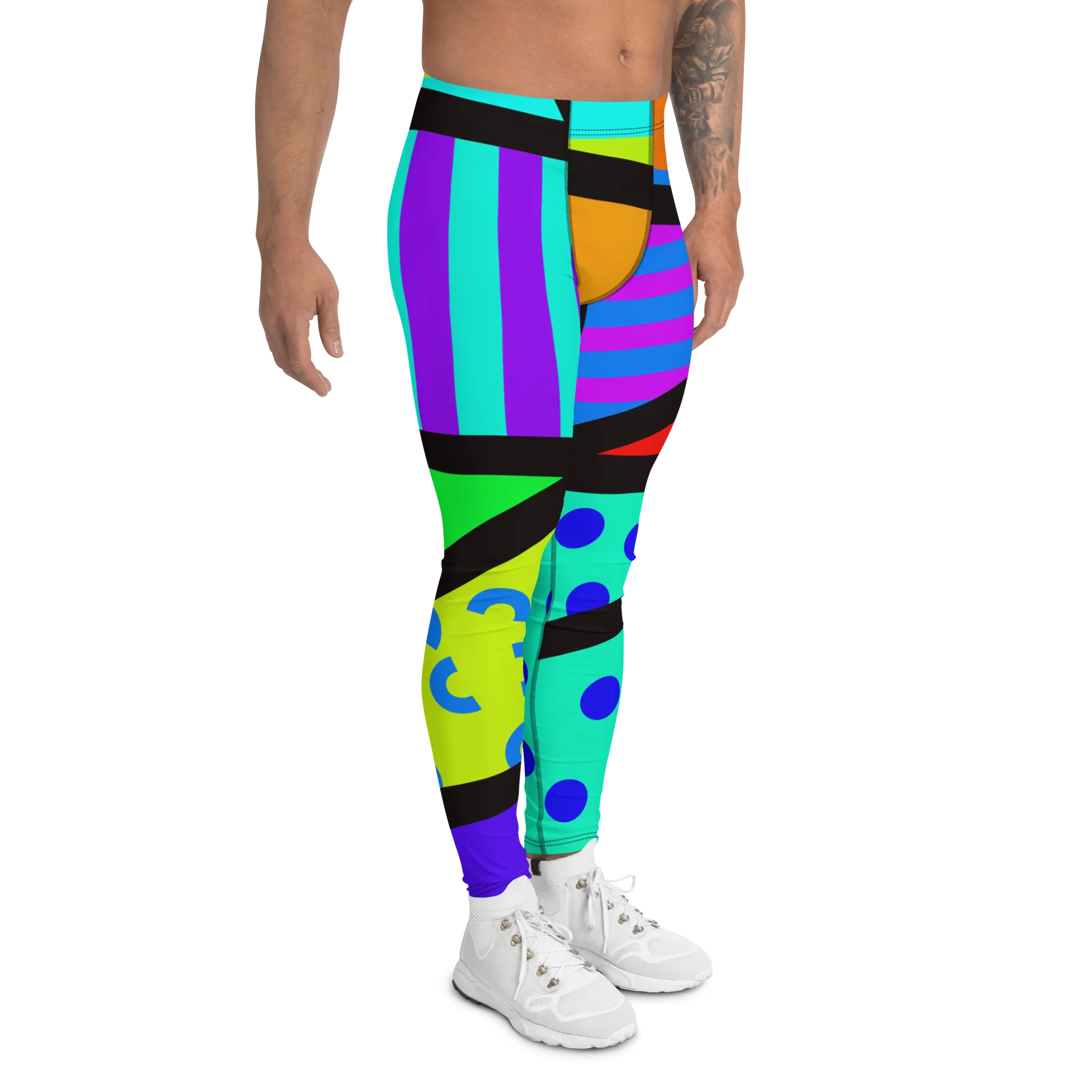 Mens Leggings, Memphis Harajuku Rainbow