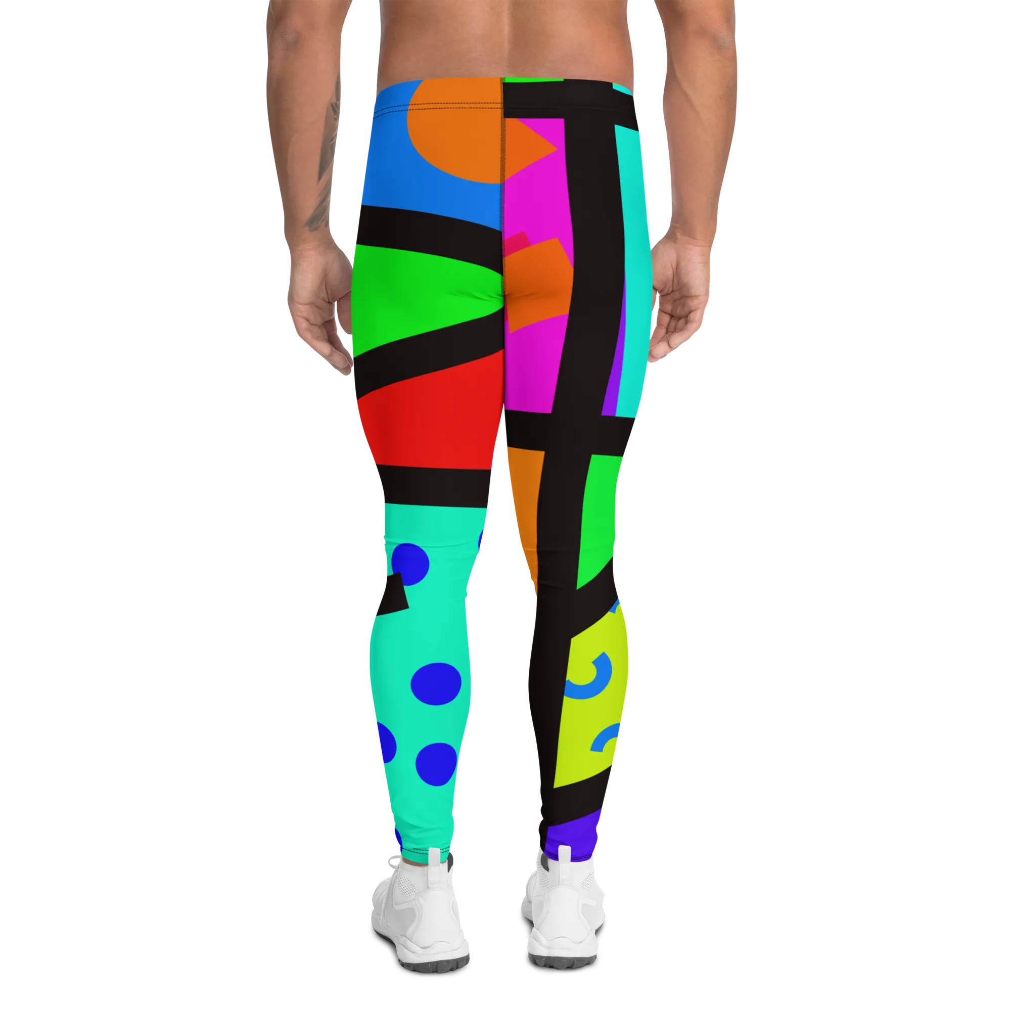 Mens Leggings, Memphis Harajuku Rainbow
