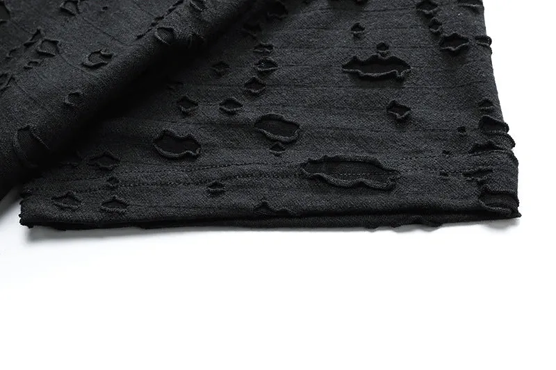 Men's Trend-Setters Hip-Hop Holes Long Hooded Round Neck T-shirt
