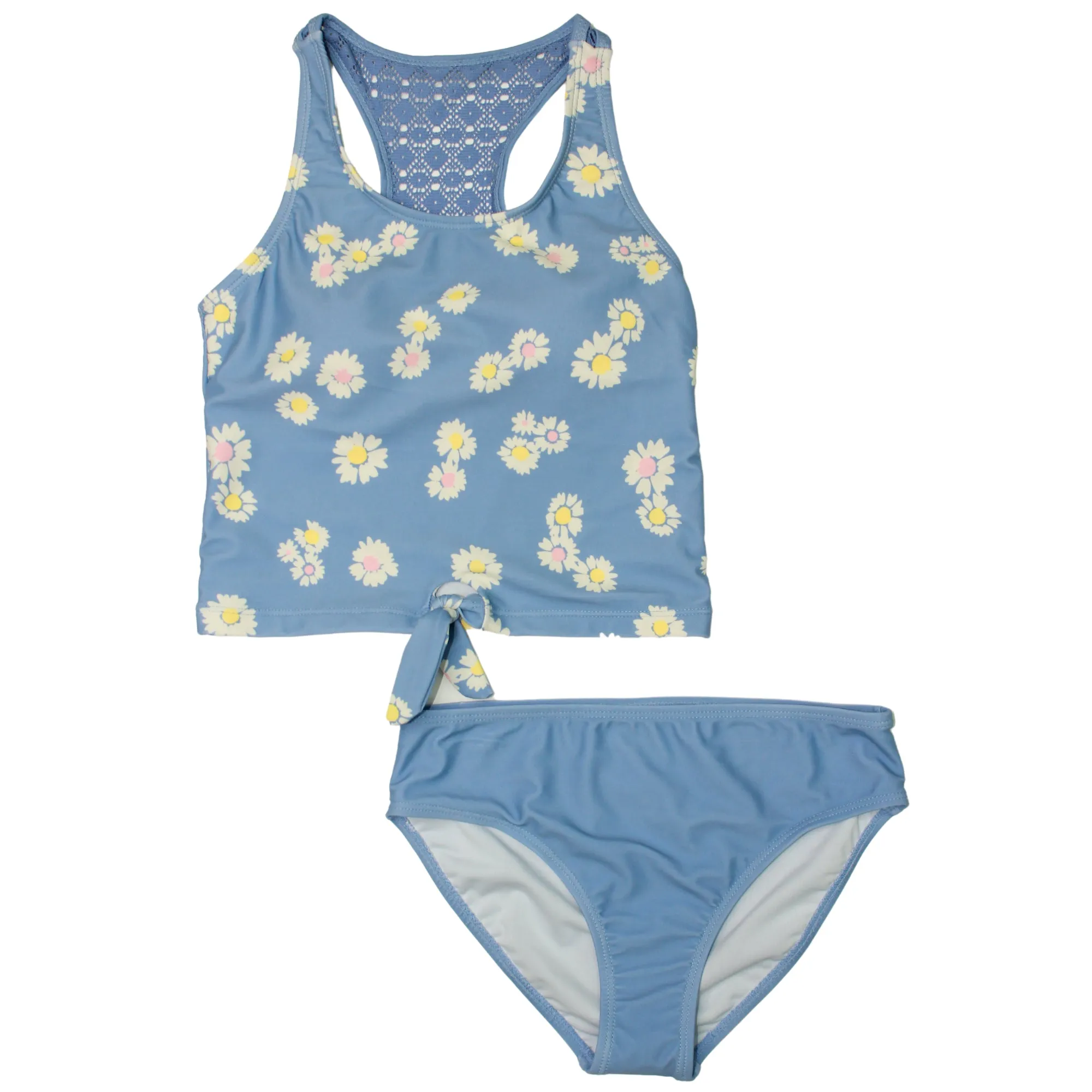 MID Girls Youth Tankini Swimsuit - Blue Daisies