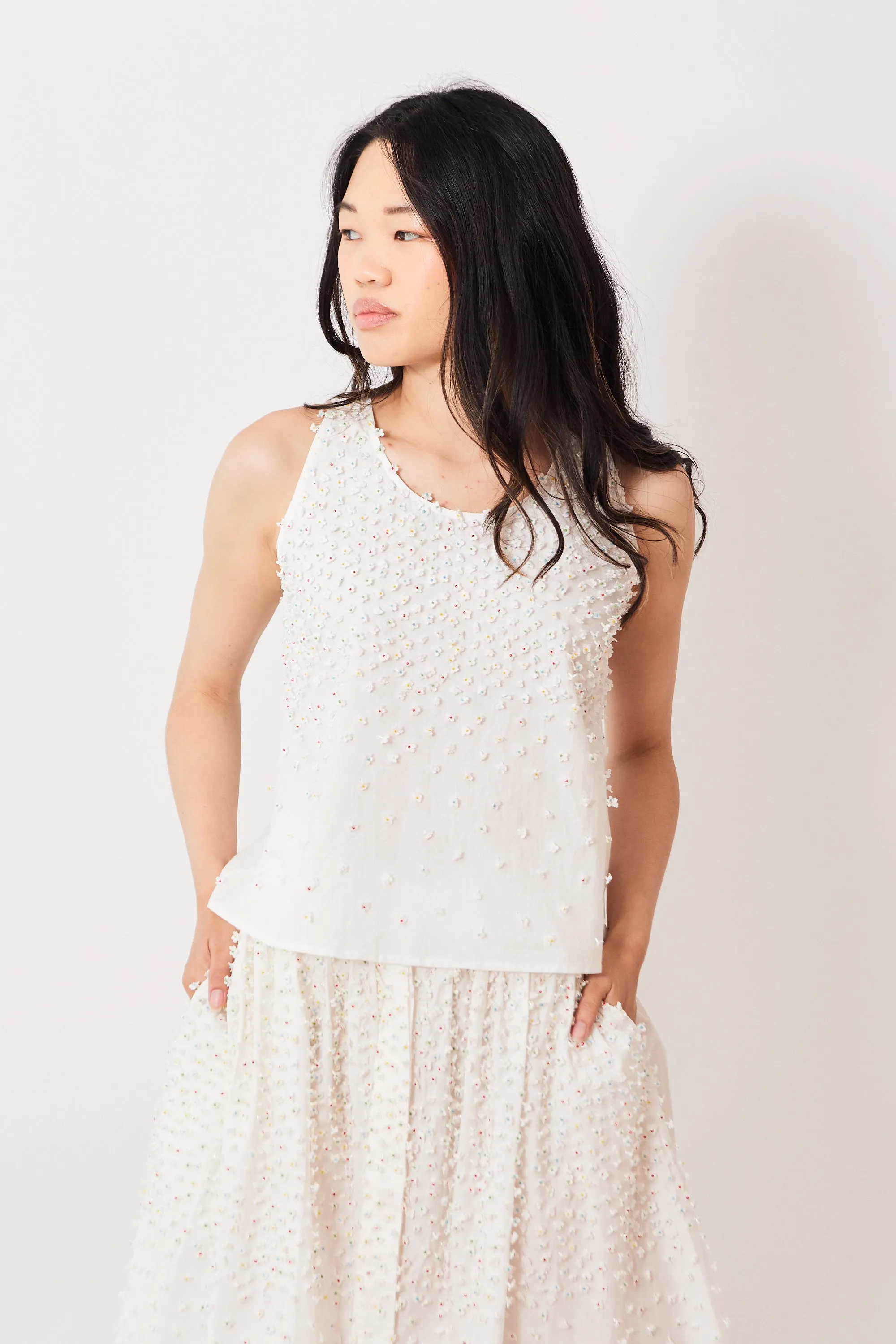 Mii Hand Embroidered Glass Bead Lola Top