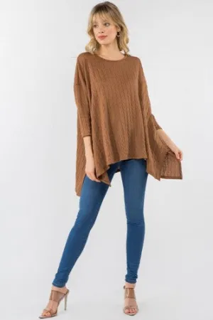 Mocha Textured Shark Bite Tunic