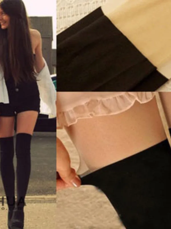 mock thigh high tights