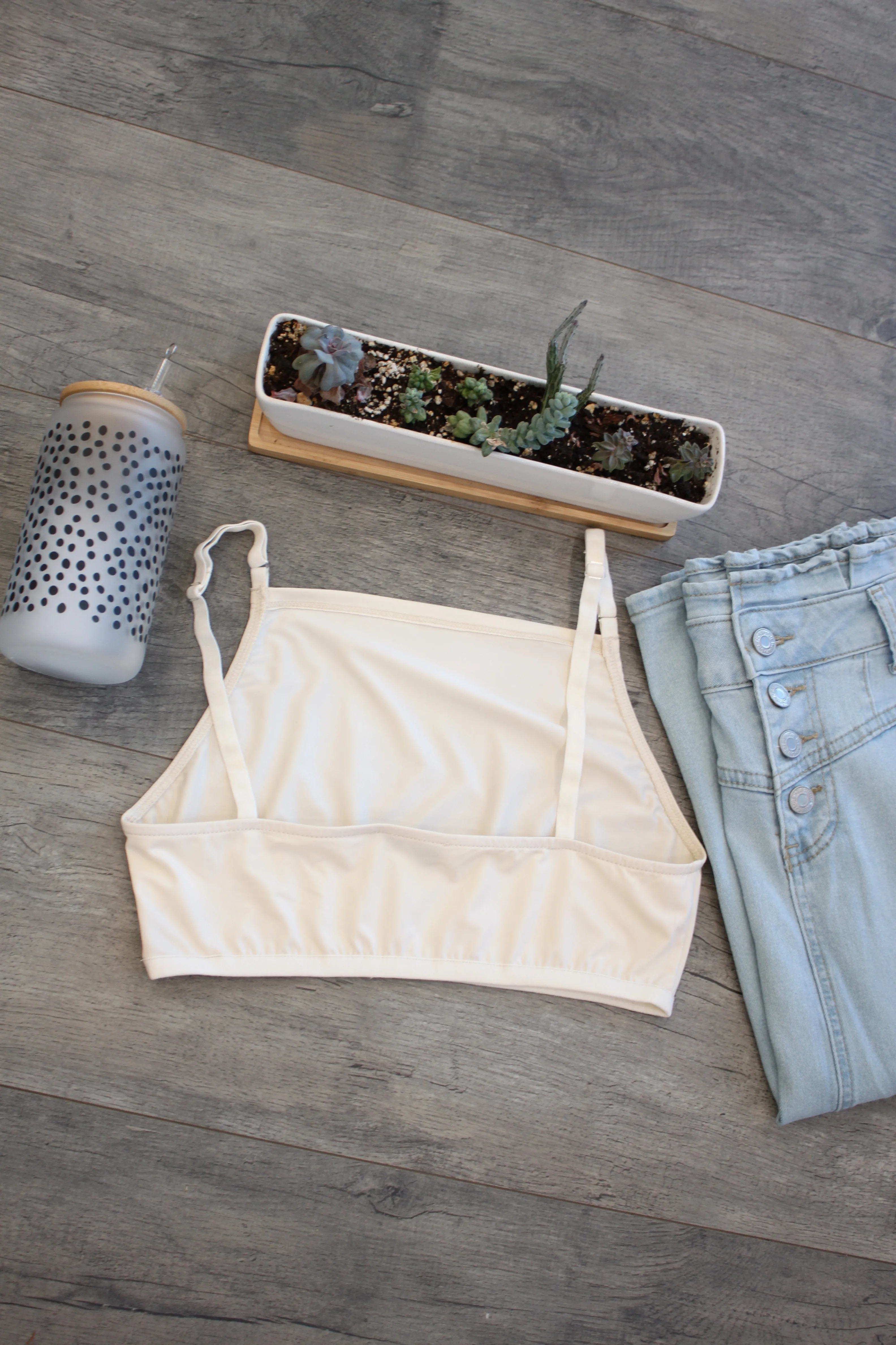 Modest Basic Cropped Cami in Cream