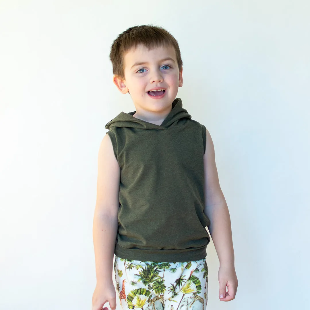 Moss Grow-With-Me Sleeveless Hoodie