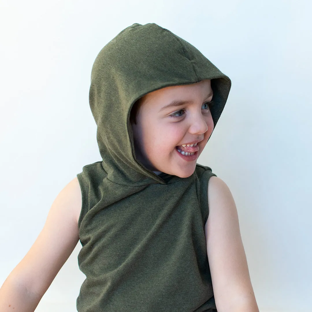 Moss Grow-With-Me Sleeveless Hoodie