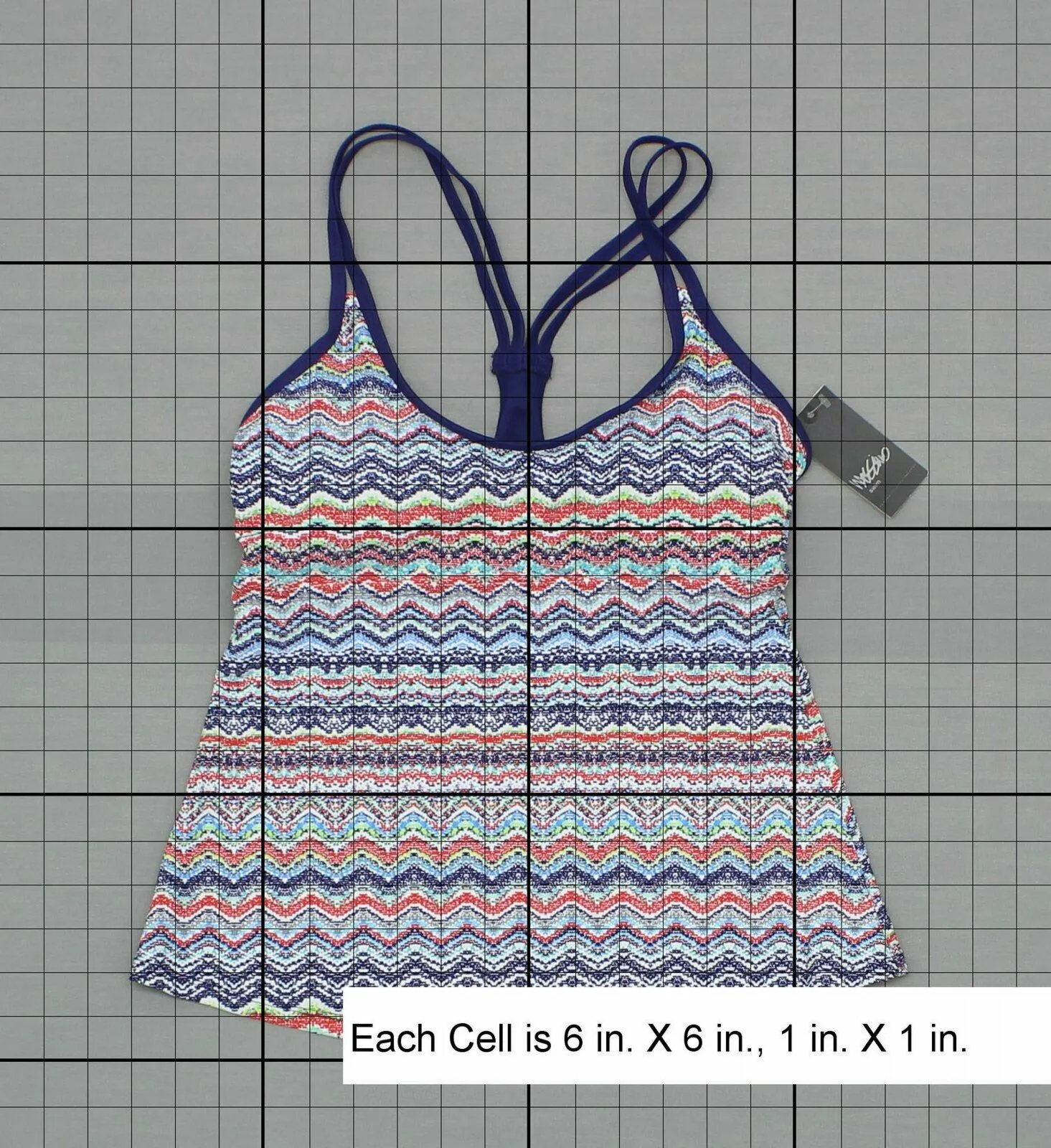 Mossimo Women's Patterned Racerback Tankini Swim Top Blue Small