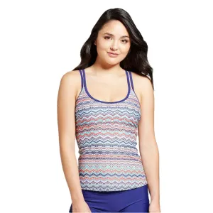 Mossimo Women's Patterned Racerback Tankini Swim Top Blue Small