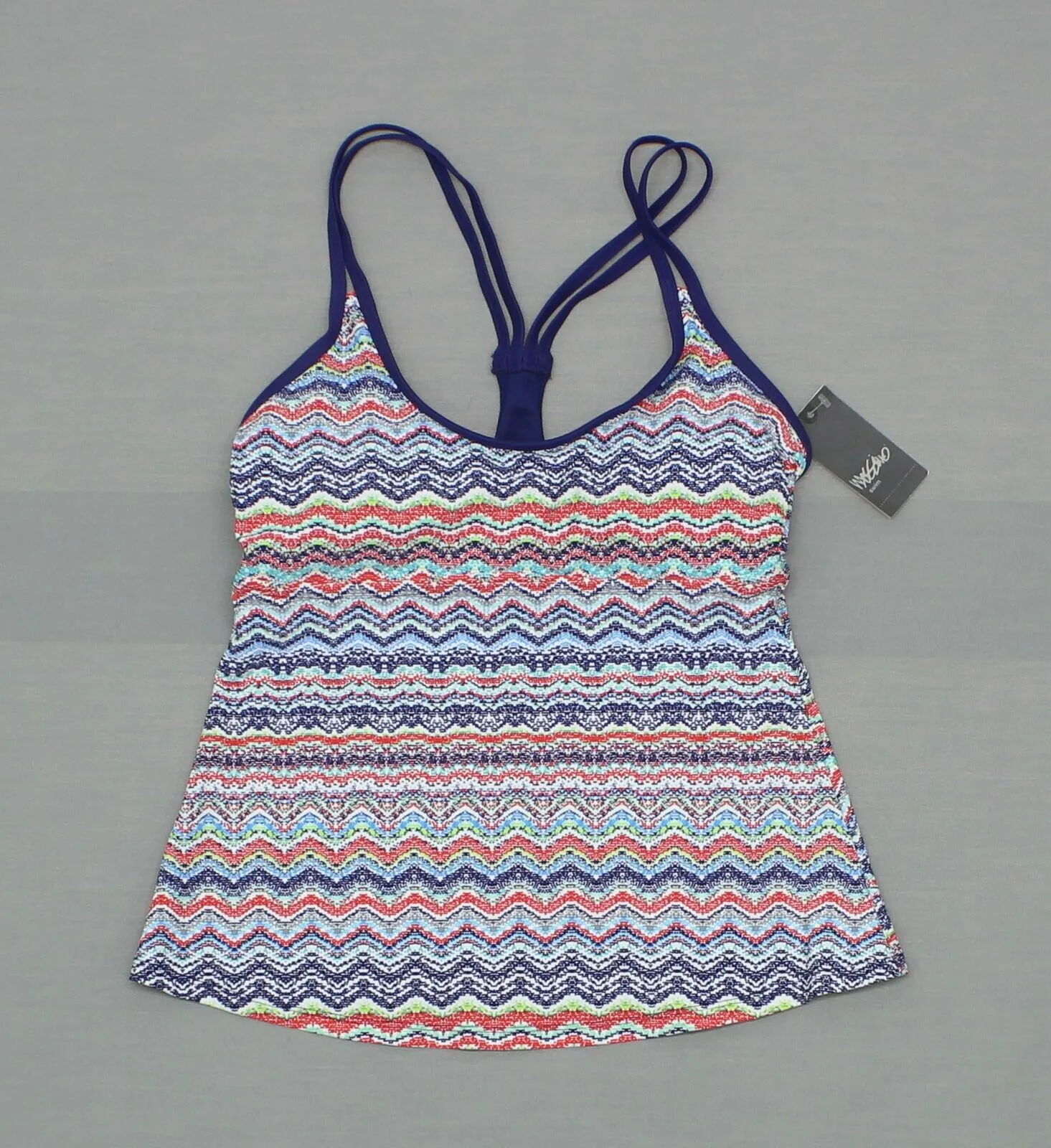 Mossimo Women's Patterned Racerback Tankini Swim Top Blue Small